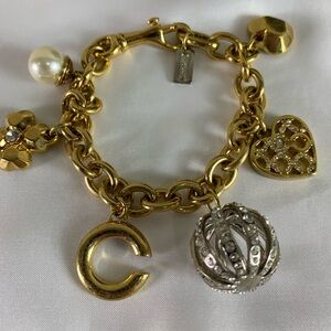 NEW $700 Y2K BRAND NEW COACH RARE PEARL LOVE SWARVORSKI CHARM BRACELET